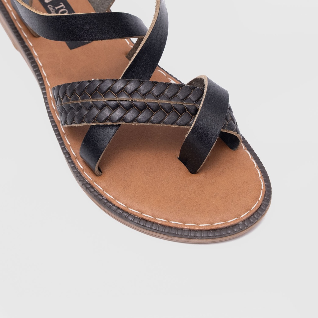 Kadın Örgü Detaylı Düz Sandalet [060128]